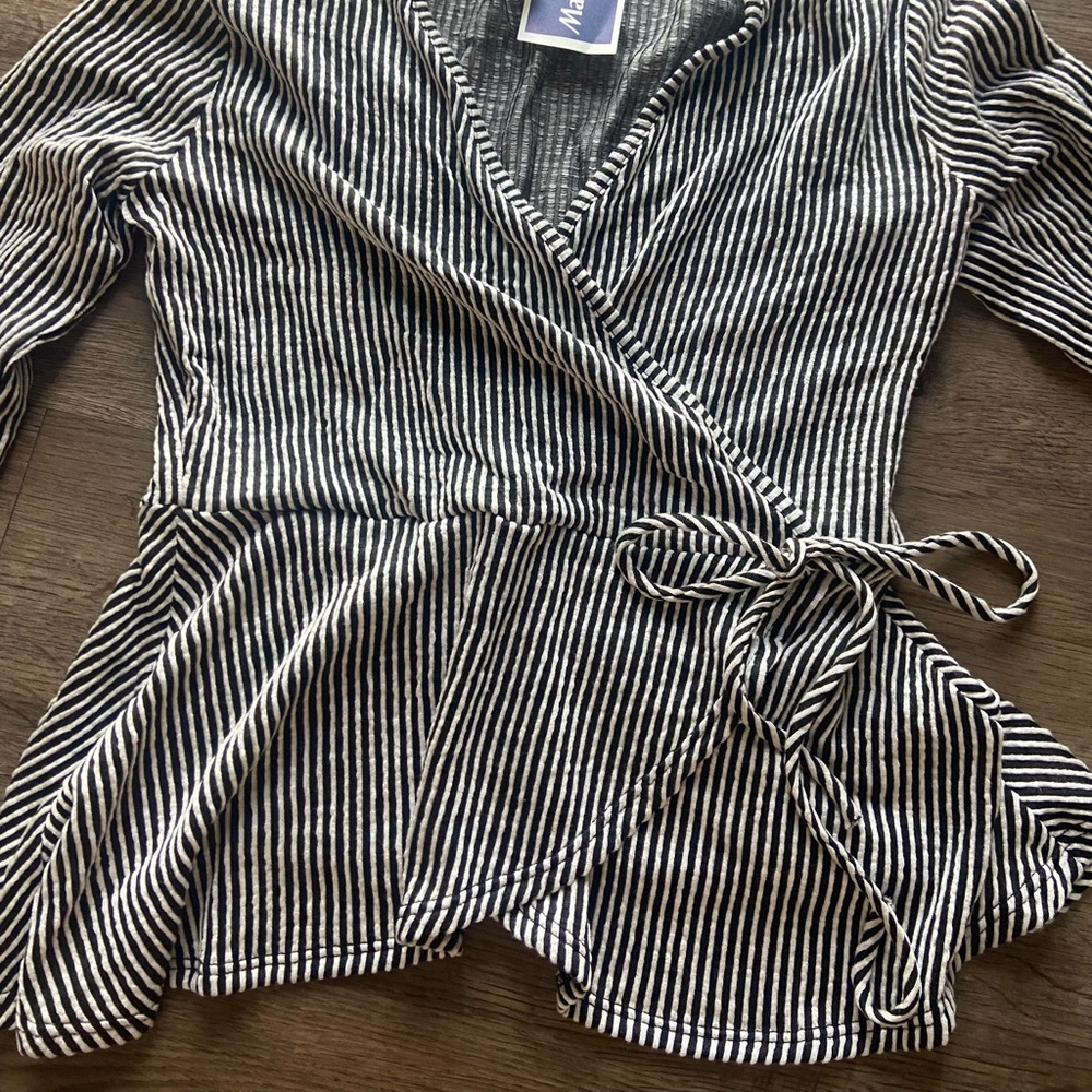 Striped wrap shirt